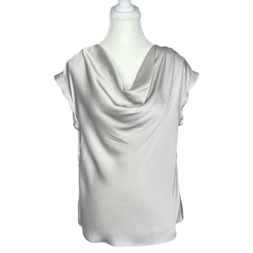 Express Womens Cowl Neck Satin Blouse Silver Gray‎ Sleeveless Top Size S NWT
